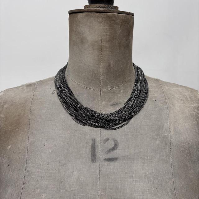 Layered silver chain necklace