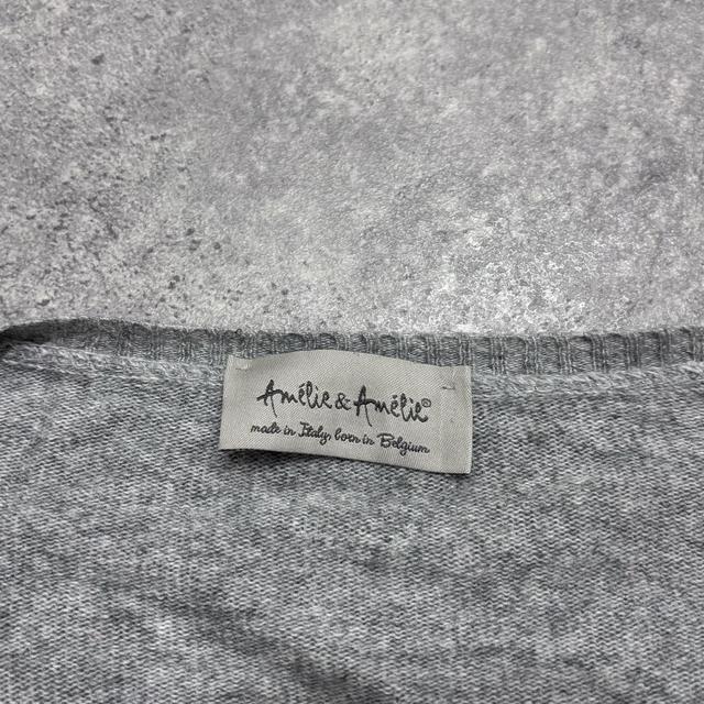 Grey wool knit flared pleated cardigan