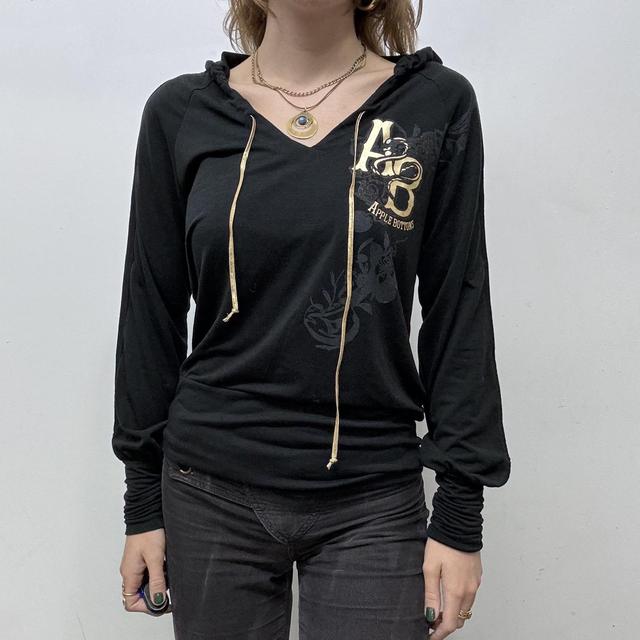 Black y2k graphic hoodie top
