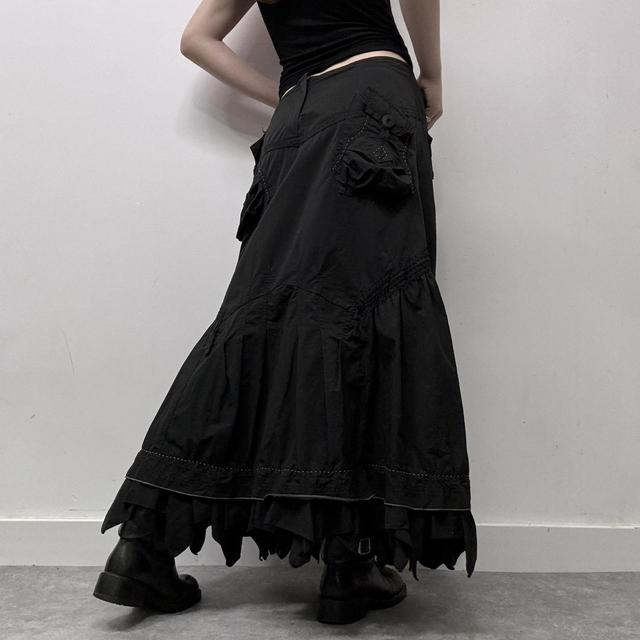 Black grunge cargo maxi skirt