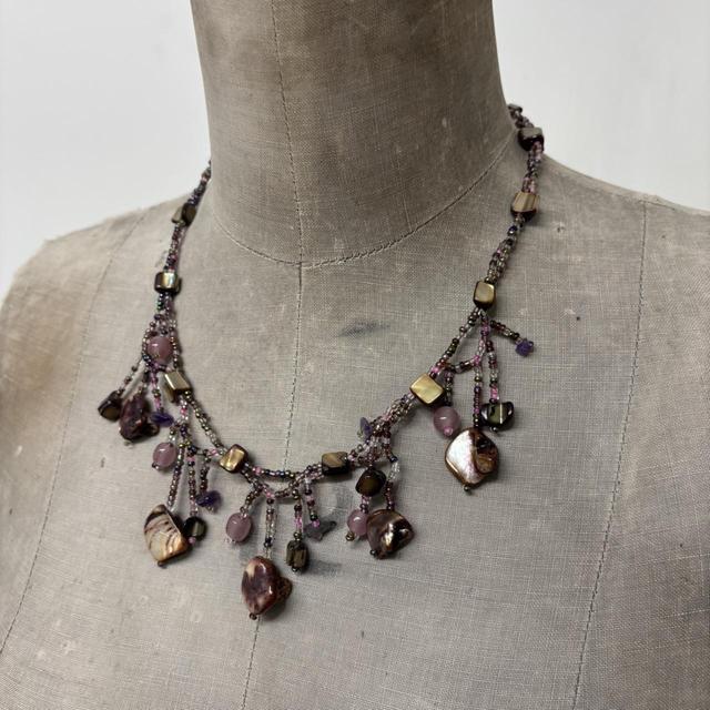 Draped gemstone pearl fairy necklace