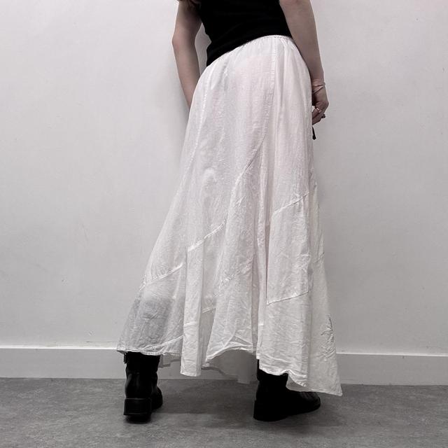 White lace embroidered maxi skirt