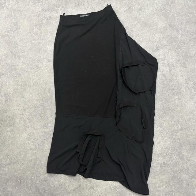 Black asymmetric grunge gathered skirt