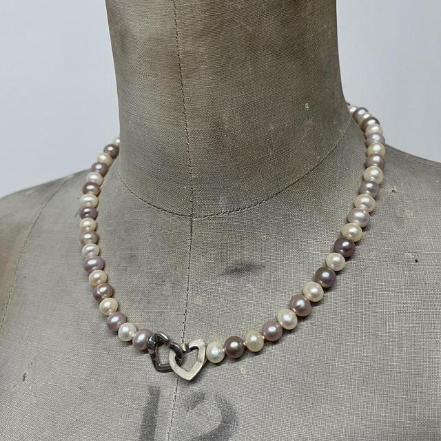 Genuine Pearl heart necklace