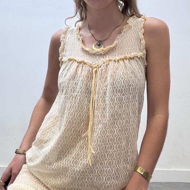 Sheer lace pastel mini dress