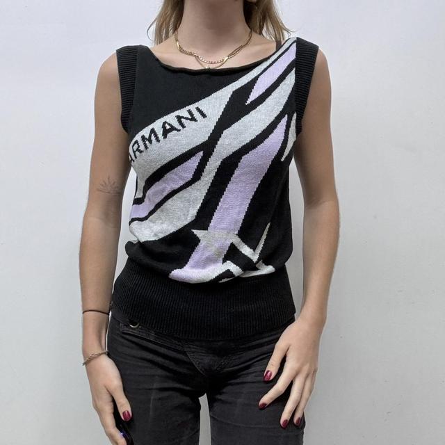 Slouchy knitted graphic vest