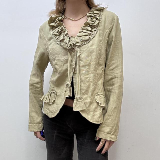 Ruffle linen fairy tan jacket