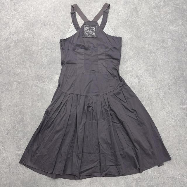 Grey cotton flared midi dress