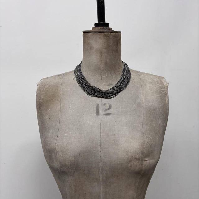 Layered silver chain necklace