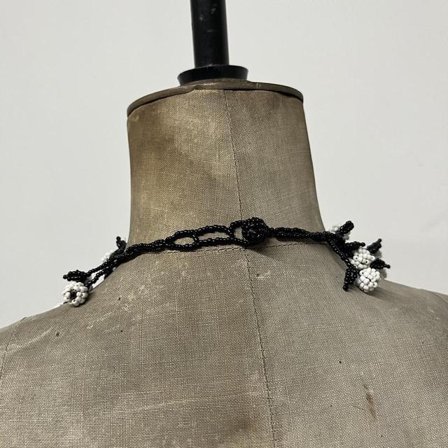 Beaded flower cherry necklace