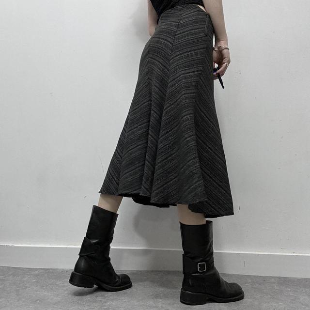 Pinstripe diagonal midi skirt