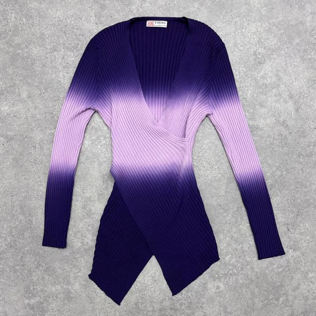 Ribbed knit asmmetric cross over jumper