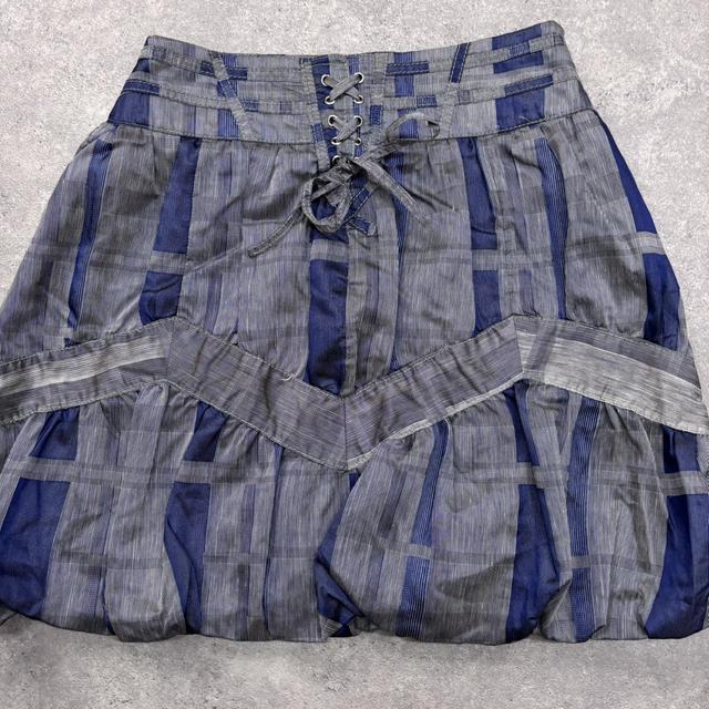 Checked tartan puff mini skirt