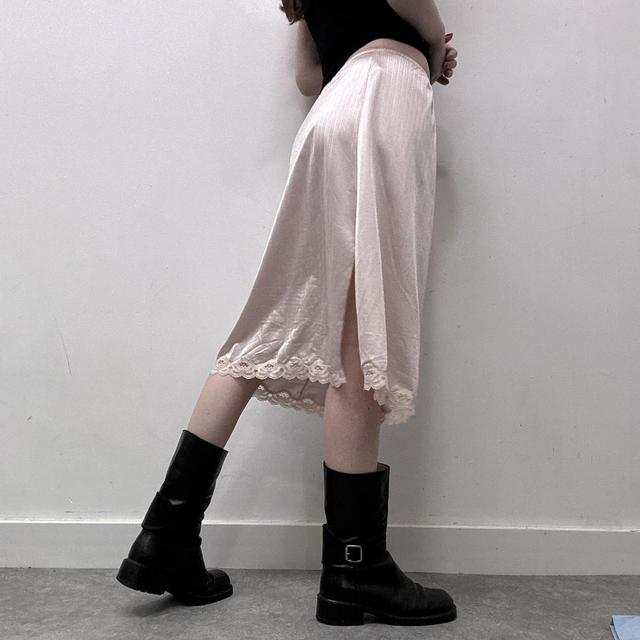 Coquette pink lace slip skirt