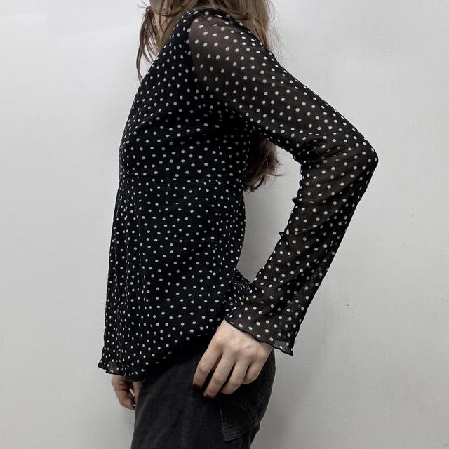 Coquette polka dot mesh shirt