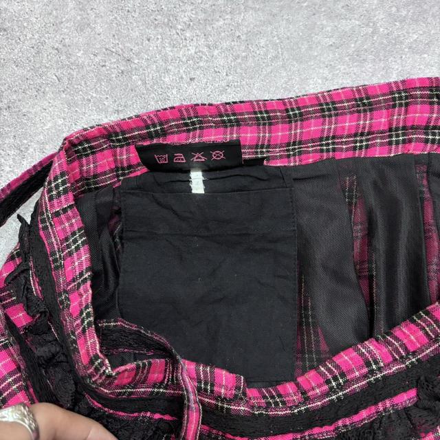 Checked grunge tartan mini skirt