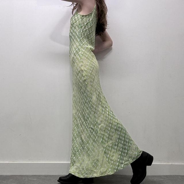 Green gingham checked dress