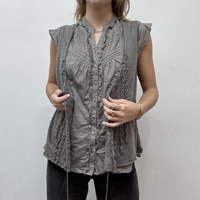 Brown ruffle tie cardigan