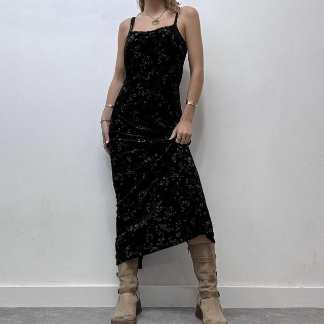 Black floral aline maxi dress