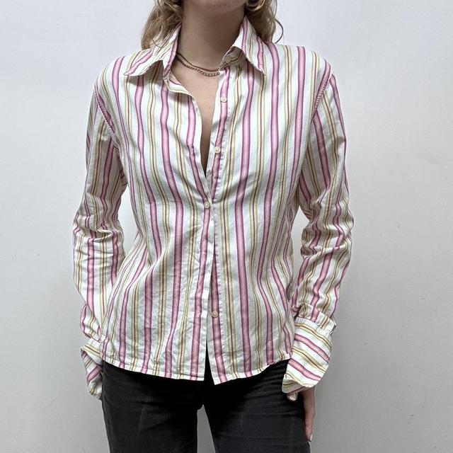Flared pinstripe fitted shirt