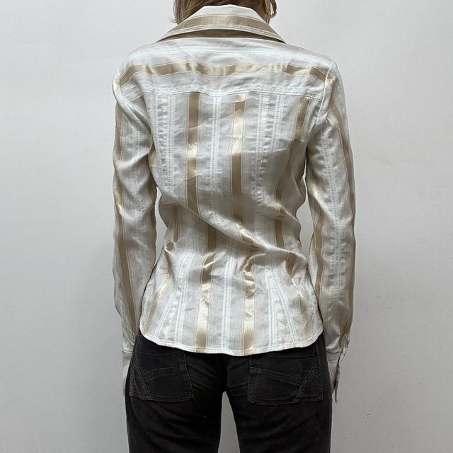 Grunge pinstripe gathered office shirt