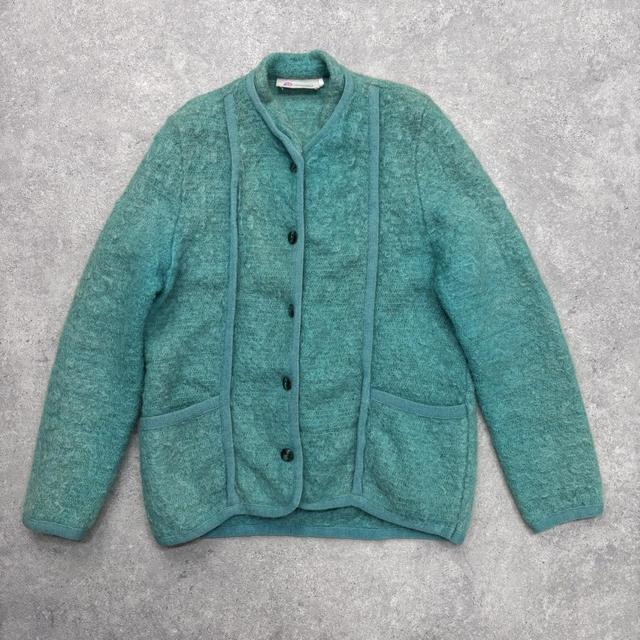 Green slouchy wool cardigan