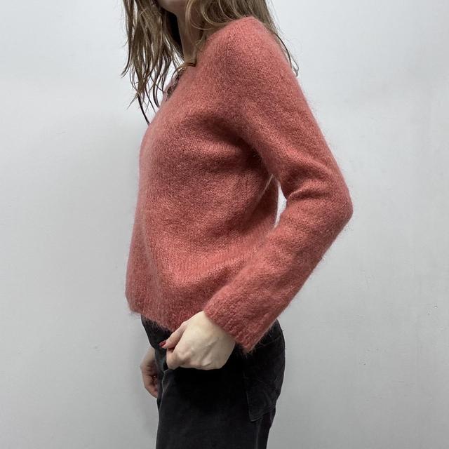 Sheer pink mohair knit slouchy jumper