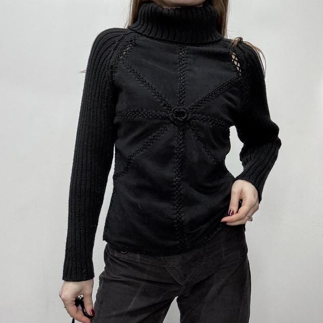Black crochet knitted jumper