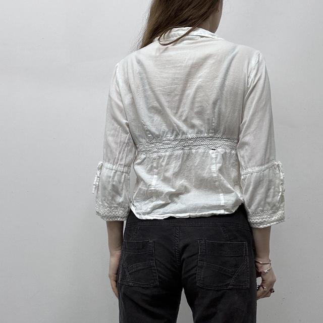 White lace flared shirt