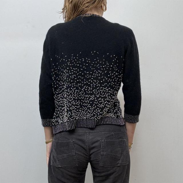 Knitted mohair beaded cardigan