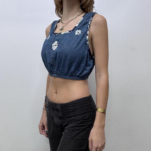 Vintage denim boho fairy crop top