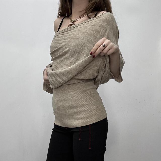 Batwing cowl neck knit jumper