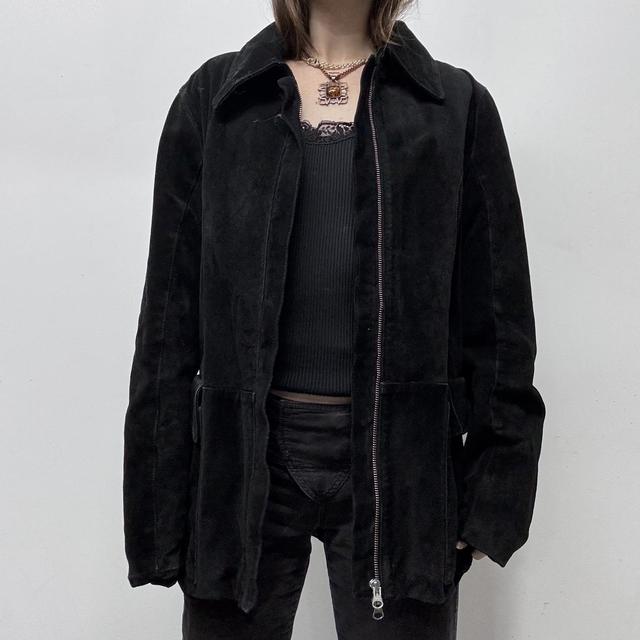 Black suede leather blazer