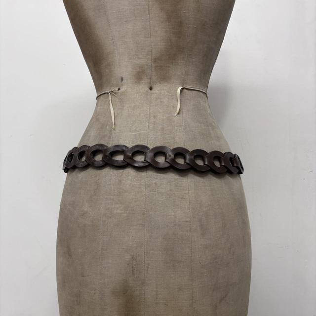 Woven brown leather belt