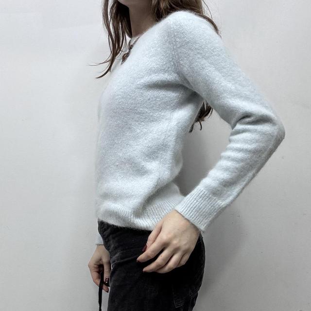 Soft fluffy blue angora jumper