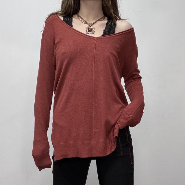 Slouchy wide neck knit jumper