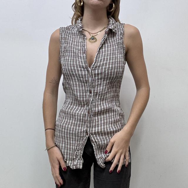 Checked gingham crinkle shirt