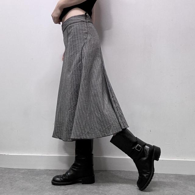 Flared pinstripe midi skirt