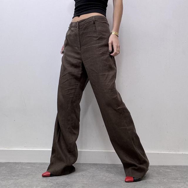 Oversized brown linen trousers