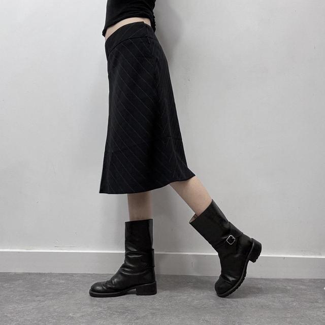 Flare pinstripe midi skirt