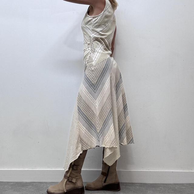 Prinstripe asymmetrical linen dress