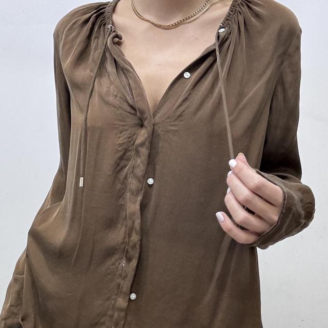 Brown silk floaty blouse