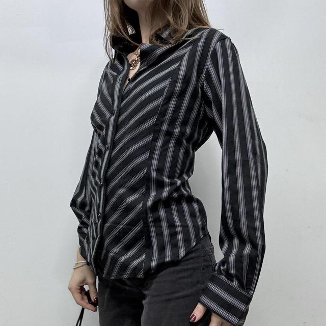 Office pinstripe flared grunge shirt