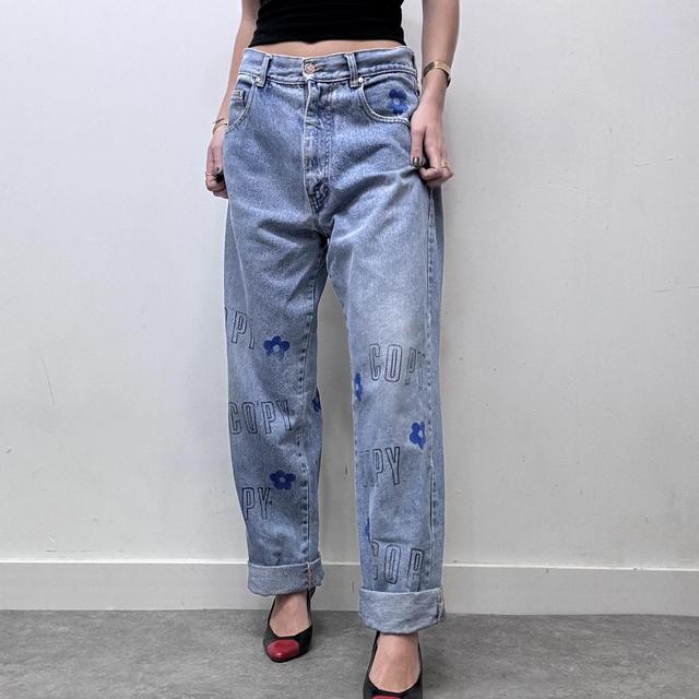 Oversized baggy printed jeans