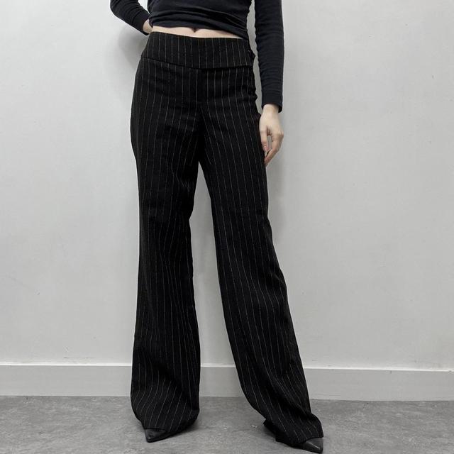 Pinstripe wide leg suit pants