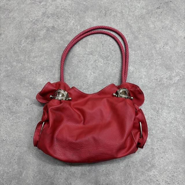 Red leather bow bag