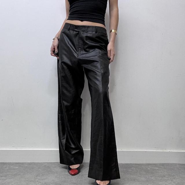 Oversized coated wide leg suit pants