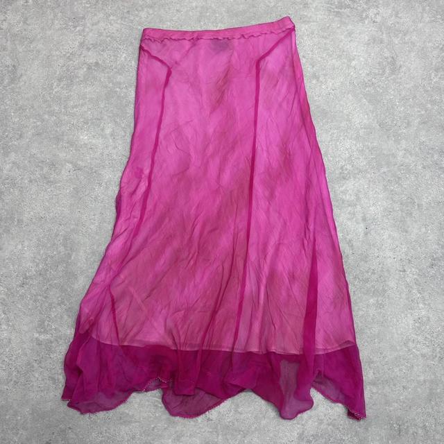 Silk crinkle pink maxi skirt