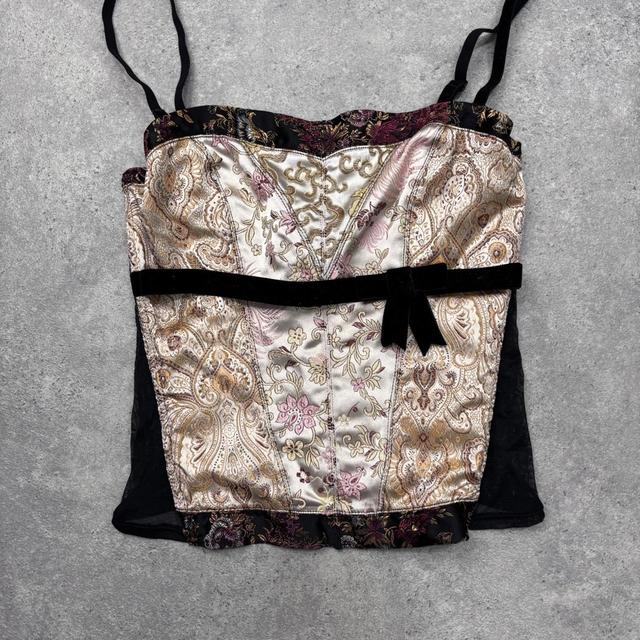 Silky paisley bow corset