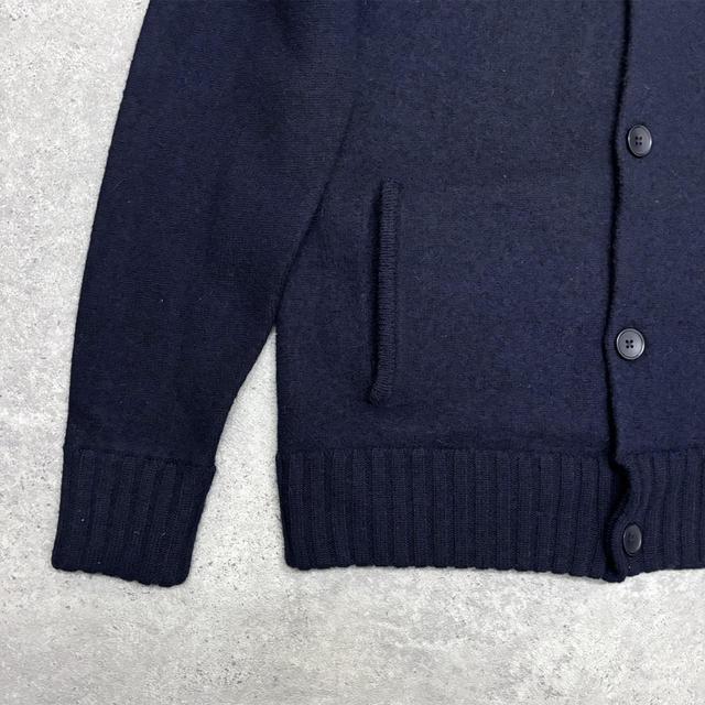 Navy crew neck wool cardigan